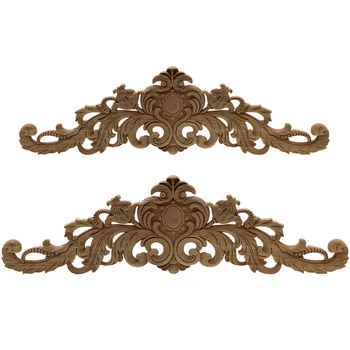 

Carving Natural Wood Appliques For Furniture Cabinet Unpainted Wooden Mouldings Decal Vintage Home Decor Decorative