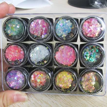 12 цветов для ногтей блестящая голографическая массивная Праздничная блестка для макияжа лица и глаз для волос блестящая блестка для ногтей