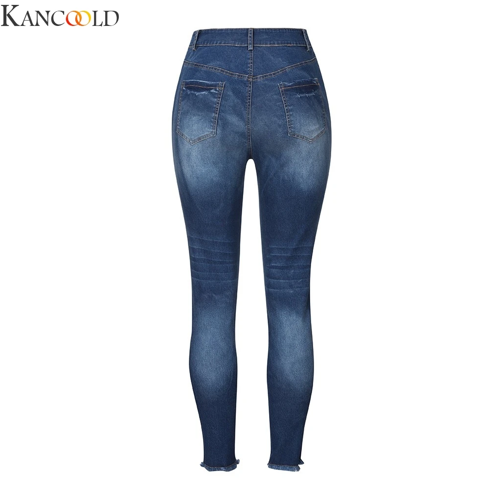 KANCOOLD, модные отбеленные рваные джинсы, женские хлопковые джинсы, обтягивающие Эластичные Обтягивающие штаны с эффектом усов, винтажные джинсы для женщин