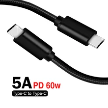 60 Вт PD кабель быстрой смены 5А usb кабель супер зарядное устройство кабель тип-c USB PD USB кабель для зарядки данных 1 м для XIAOMI для HUAWEI