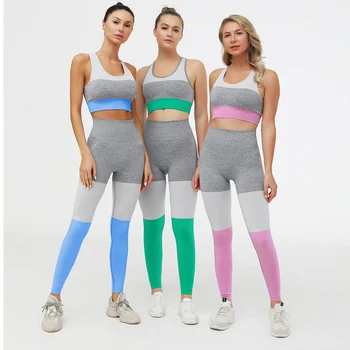 

TWO PIECE SET Workout Tracksuit Women Clothes Sportswear Sexy 2 PIECE Set Crop Top High Waist Activewear Sporty Tight Outfits pc