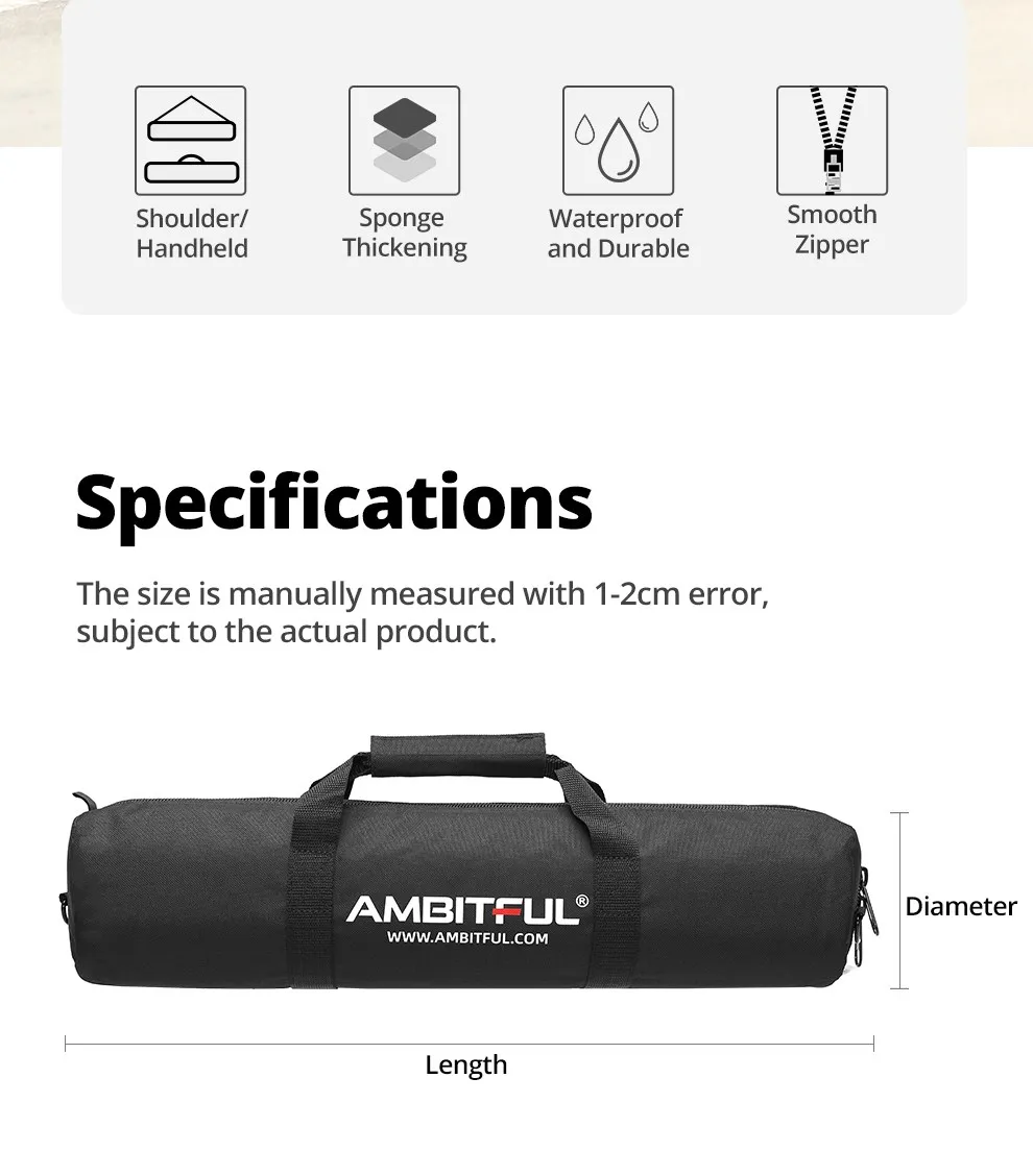 50cm - 125cm Padded Camera Monopod Tripod Carrying Bag Case Light Stand Carry Ba
