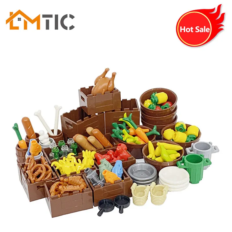 New Children Play House Food Set Toy Diy Building Blocks French Fries Chicken Leg Beer Accessories Creative Kid Educational Gift | Игрушки и