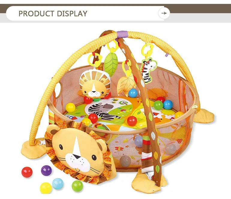3 In 1 Baby Play Mat Round Lion Turtle Crawling Blanket Infant Game Pad Play Rug Kids Activity Baby Gym Folding Tapete Infantil