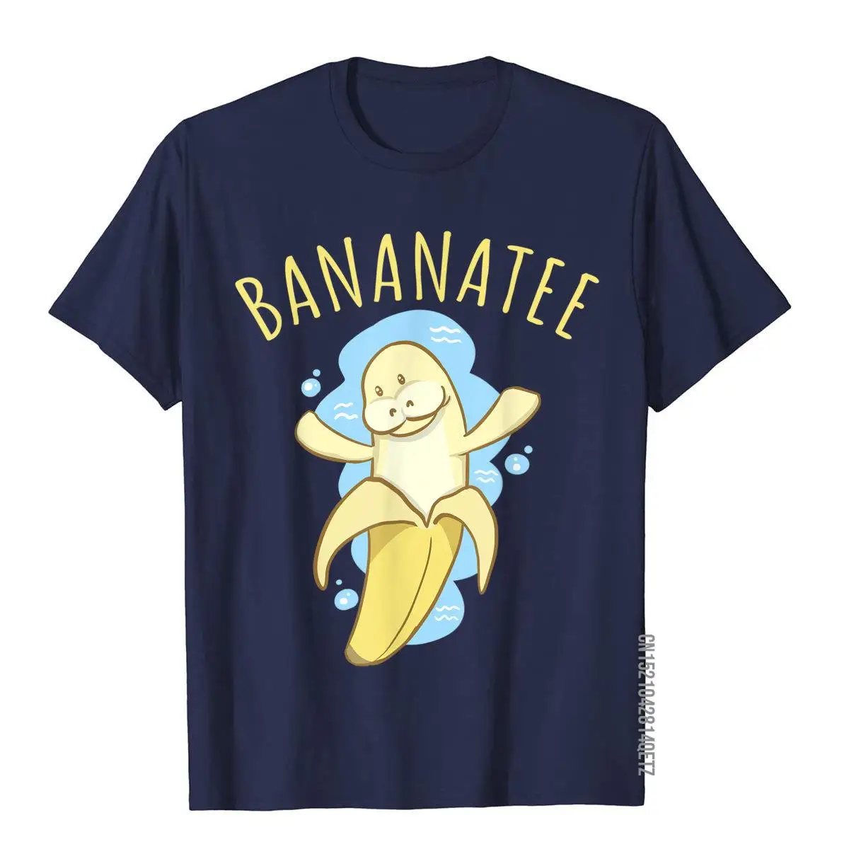 Bananatee Manatee Banana Dugong Pun Funny Fruit T Shirt__B8299navy
