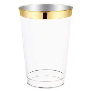 

12oz capacity gold disposable plastic cup rose gold bronzing plastic cup wholesale 25 pcs gold plastic cups