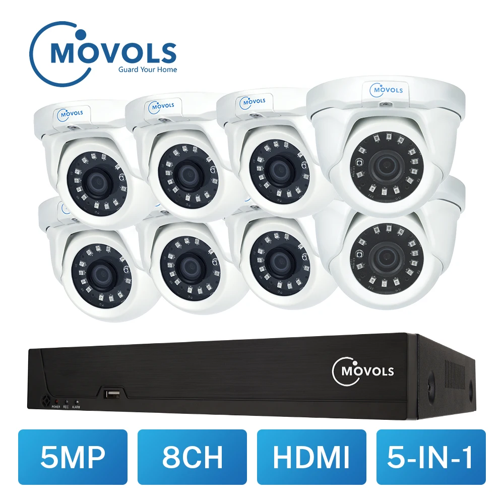 Movols 8CH 5MP CCTV камера системы H.265 NVR комплект 8 шт. наружная камера безопасности P2P IR-CUT домашняя doom система видеонаблюдения