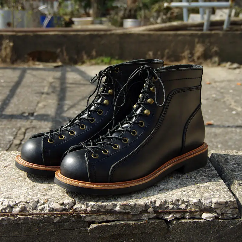 Motorcycle Boots men's boots British Martin casual men's shoes high to help explosions tooling boots snapped Fashion male 9116 - Цвет: Black