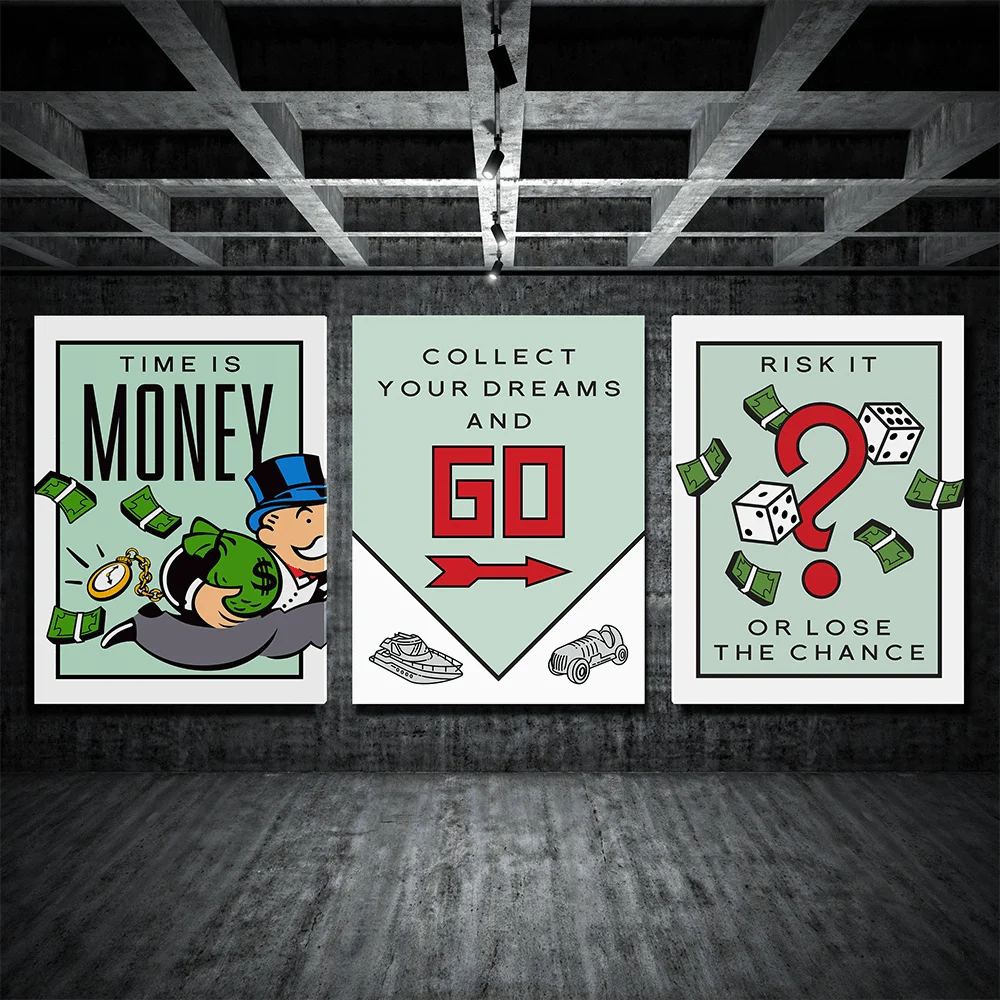 Monopoly Time is Money, Настенная живопись на холсте, постеры, принты, современная живопись, настенные картины для гостиной, украшение дома