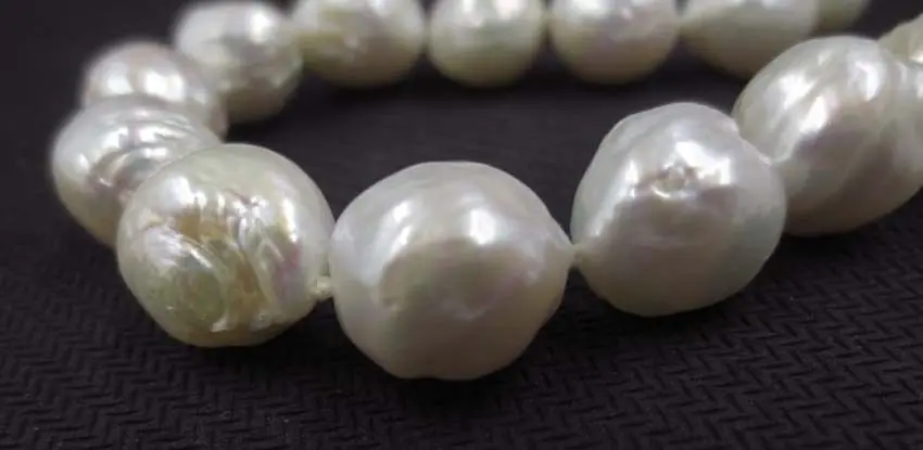 baroque white 11-12.5mm FURROW Kasumi pearl necklace Double heart clasp S487