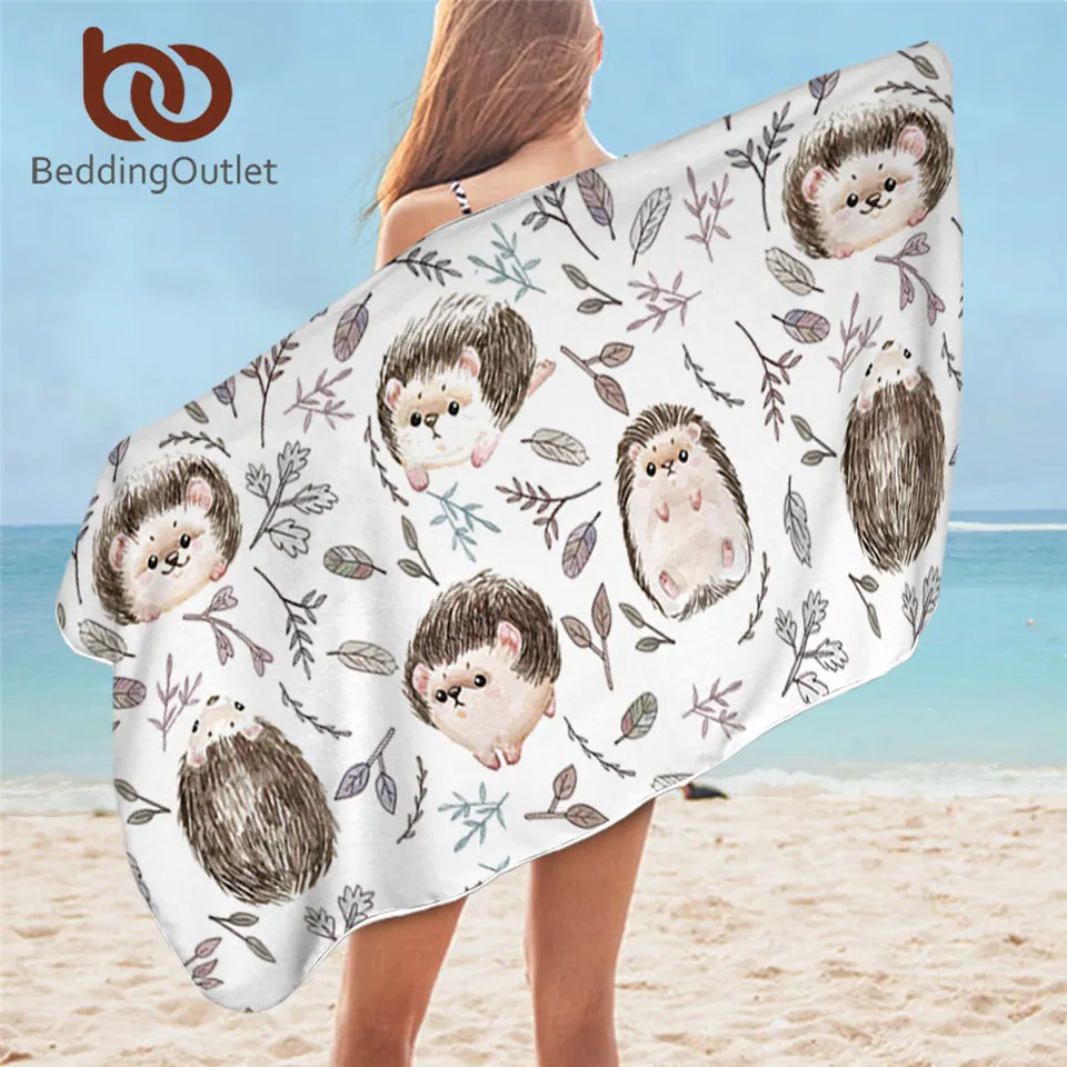 Банное полотенце BeddingOutlet с ежиком для ванной осенними листьями из микрофибры