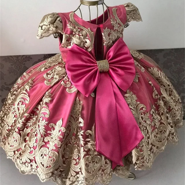 sátira Aliado Producción Vestido dorado para niñas pequeñas, ropa roja y rosa con flores, para  fiesta de boda y cumpleaños, 3, 4, 5, 6, 7, 8, 9 y 10 años _ - AliExpress  Mobile