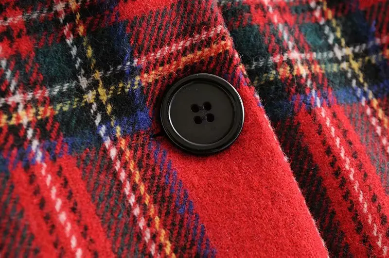 Autumn New Style Europe And America WOMEN'S Dress Fashion Plaid Printed Loose-Fit Single-Breasted Coat W2531