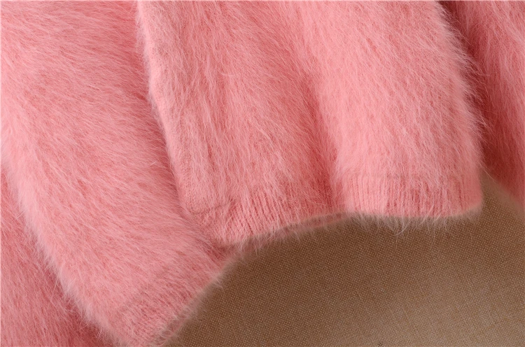 Топ mujer femme толстые теплые зимние норковые кашемировые кардиганы из ангоры, Полуботинки на меху куртка, пальто, свитер-накидка розового цвета, модное пальто