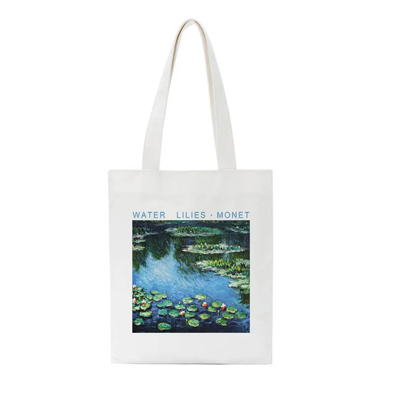 Повседневная парусиновая сумка на плечо с рисунком Ван Гога Женская Harajuku Новая ulzzang винтажная большая емкость Сумки для покупок - Color: C2