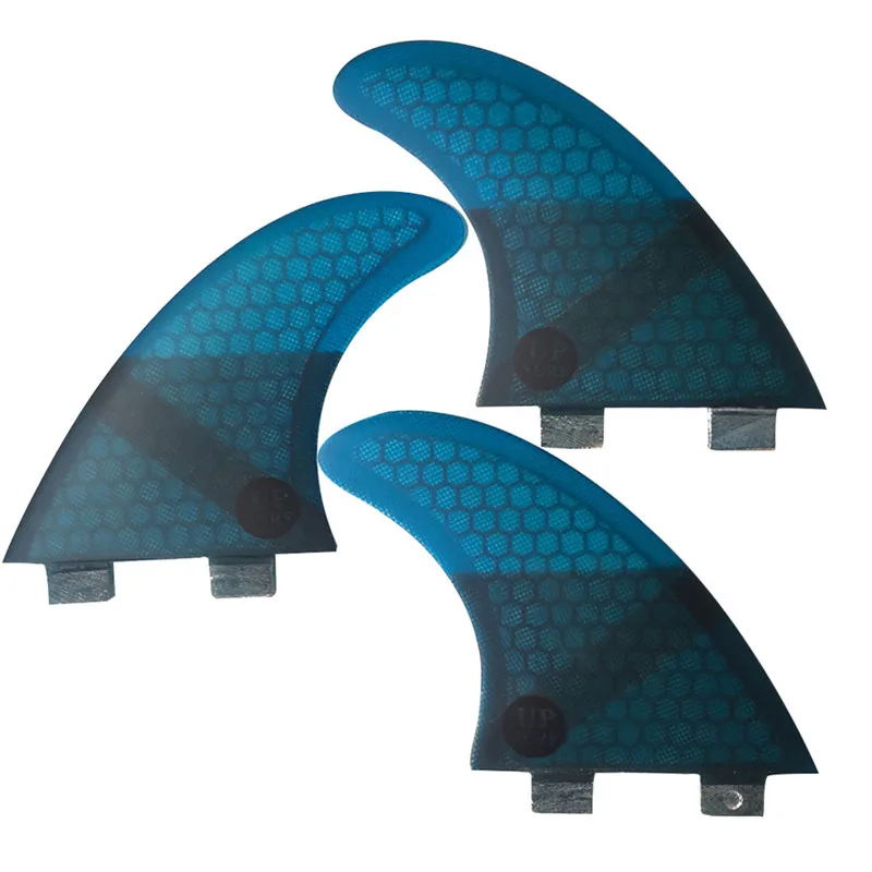 Fiberglass Honeycomb Fibre Fin Surfboard Fins, Double Tabs, UK2.1, 2 Colors, Tri Set