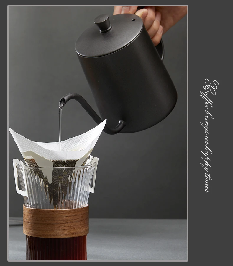 Drip Kettle 350ml 600ml Hand Make Coffee Tea Pot Non-stick Coating Food Grade Stainless Steel Gooseneck Drip Kettle Thin Mouth