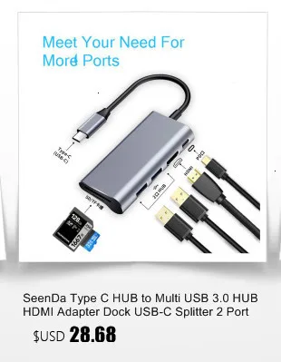 SeenDa 7 портов Алюминиевый USB 3,0 концентратор 5 Гбит/с высокоскоростной адаптер питания мульти USB 3,0 концентратор USB разветвитель для портативных ПК