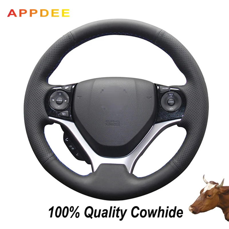 APPDEE черный чехол рулевого колеса автомобиля из натуральной кожи для Honda Civic 9 2012
