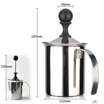 

400ML/800ML Manual Milk Frother Stainless Steel Double Mesh Milk Creamer Milk Foam Mesh Coffee Milking Device Foamer Creamer