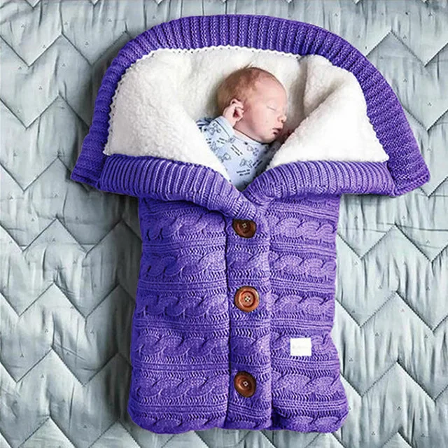 WangsCanis Neugeborene Baby Wickeldecke Gestrickter Schlafsack Vlies Erhalten Decken Kinderwagen Wrap für 0-12 Monate Unisex Baby Jungs Mädchen 