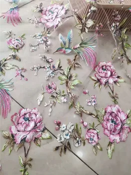 

Beautiful multi-color thread embroidered French mesh tulle lace African Nigerian fabric suitable for high-end skirt women's even