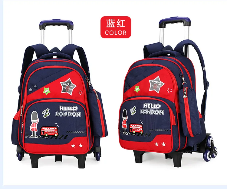 Trolley Bag Women's Young STUDENT'S Children 2-3-6 Grade Boy Six-Wheeled Waterproof Hand Push-Pull Luggage with Wheels 5