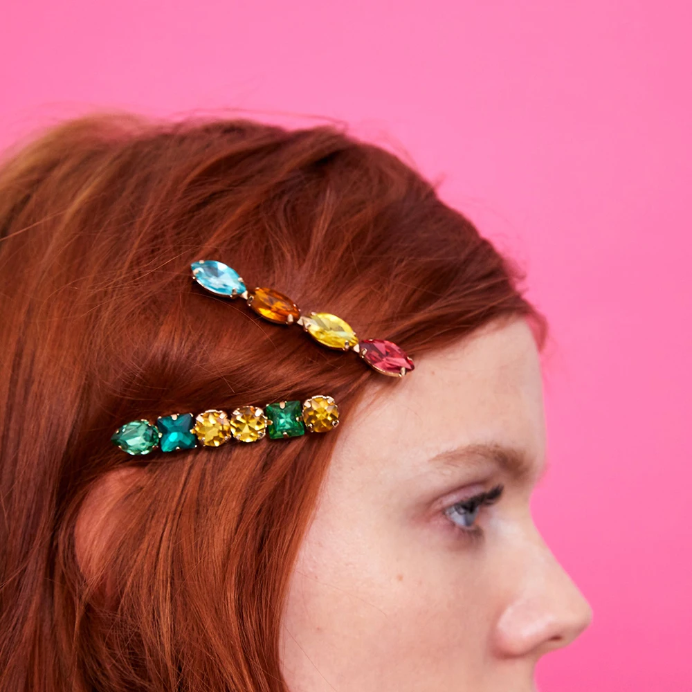 Новинка года. Модные женские разноцветные заколки с кристаллами. Свадебные заколки для волос со стразами. Заколки для волос. Корейские украшения для свадебной вечеринки