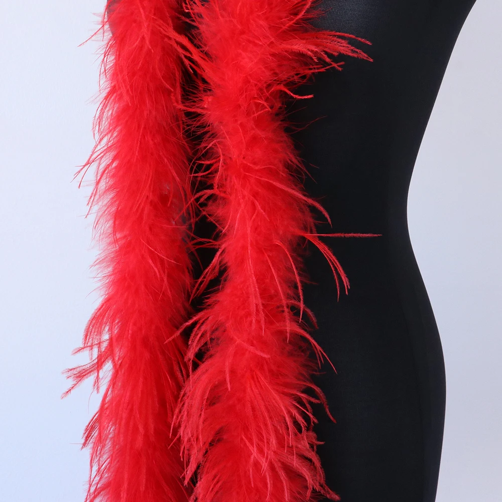 50 grammi boa di piume di struzzo piume Decorative rosse scialle sciarpa  nastro per abiti da festa di nozze decorazione artigianato 2 metri