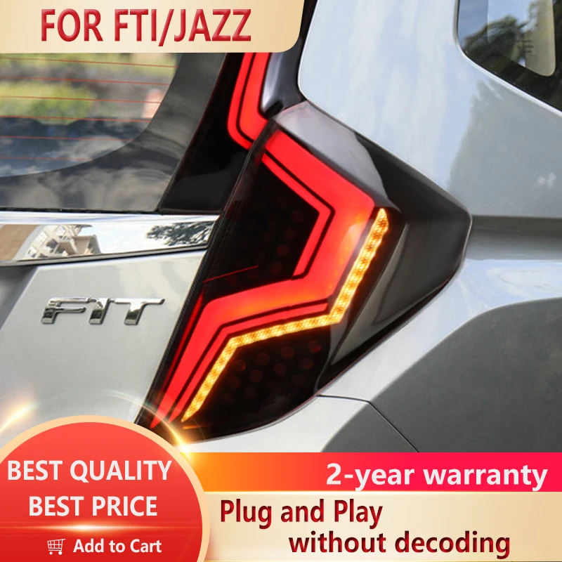 

Задние фонари для Fit 2014-2019 Jazz, светодиодные задние фонари, светодиодные задние фонари DRL, динамический сигнал, стоп-сигнал, задние автомобильные аксессуары