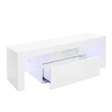 Elegant Household Decoration LED TV Cabinet with Single Drawer Home TV Cabinet Living Room Entertainment Center black white