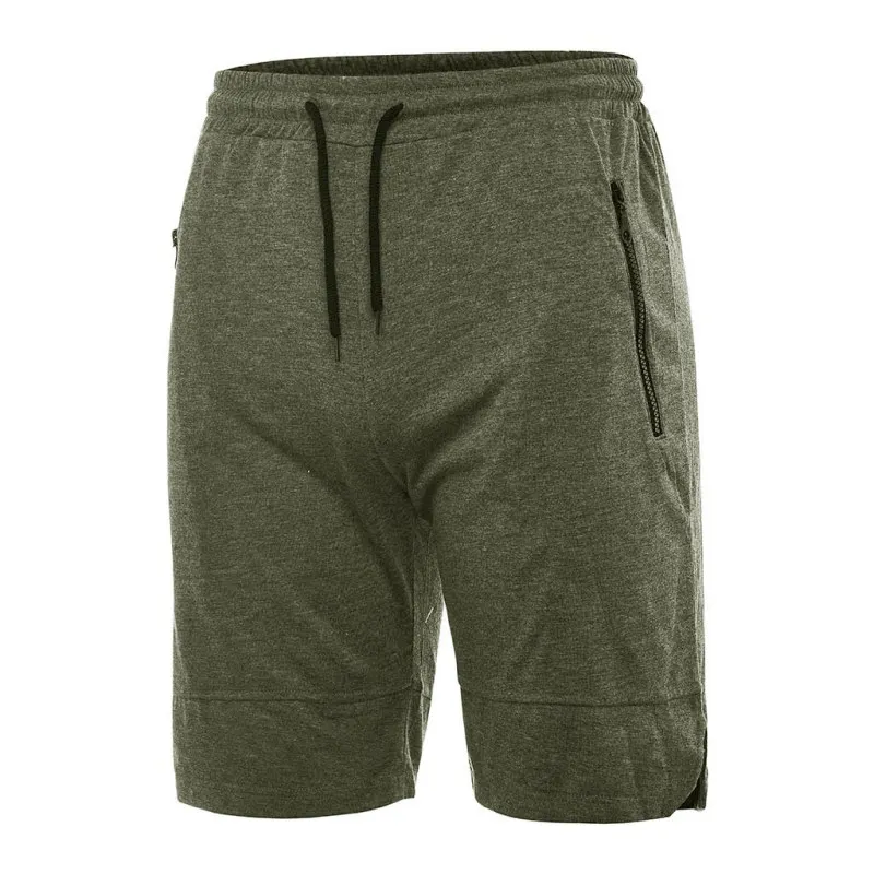 Модные мужские однотонные хлопковые спортивные шорты для фитнеса, фитнеса, бега, обтягивающие тренировочные Мужские плавки с карманом на молнии