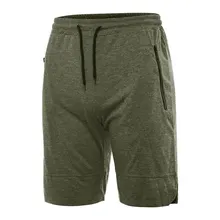 Модные мужские однотонные хлопковые спортивные шорты для фитнеса, фитнеса, бега, обтягивающие тренировочные Мужские плавки с карманом на молнии