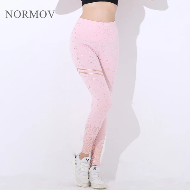 NORMOV New Hotsale Women Gold Print Leggings No Transparent Exercise Fitness Leggings Push Up Workout Female
