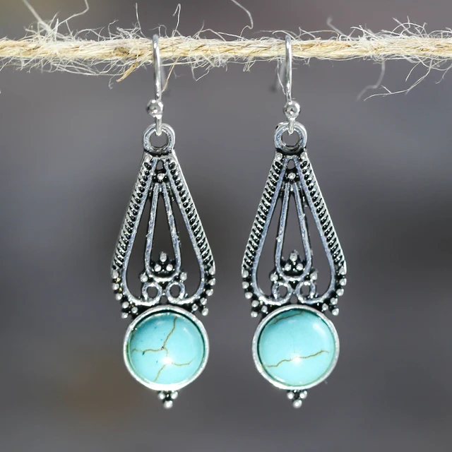 2021 Bohemian Ethnic Style Green Dangle Earrings For Women Tribal Jewelry Vintage Long Drop Earring Fashion Personality Gift Earring M054