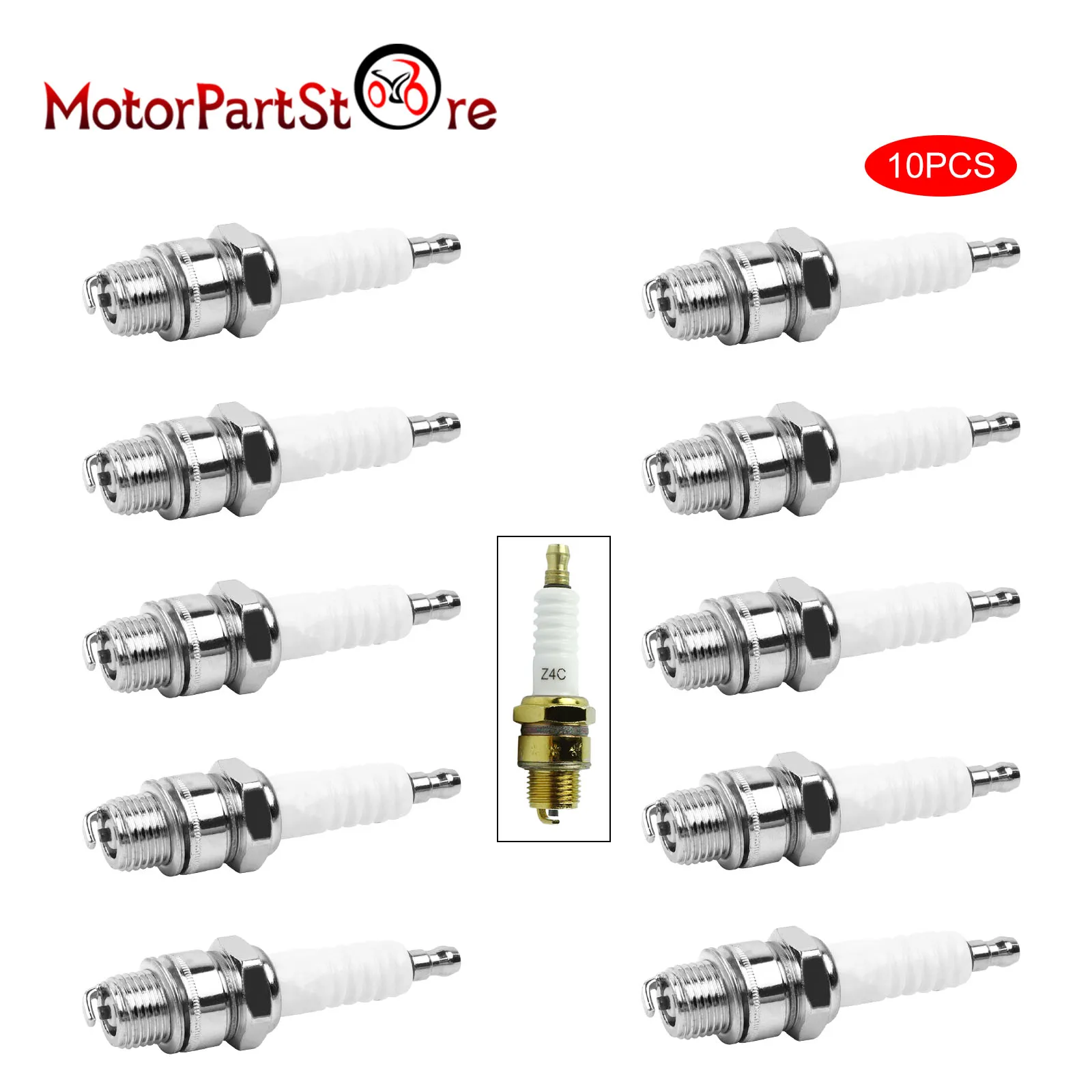 10 Pcs Z4C Spark Plug For 49cc 50cc 60cc 66cc 70cc 80cc 2 Stroke Yamaha