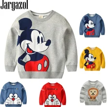 Свитер для маленьких мальчиков с вышивкой «Микки Маус»; Детские осенние Топы; вязаные свитера для маленьких девочек; Рождественский костюм; зимняя одежда в Корейском стиле