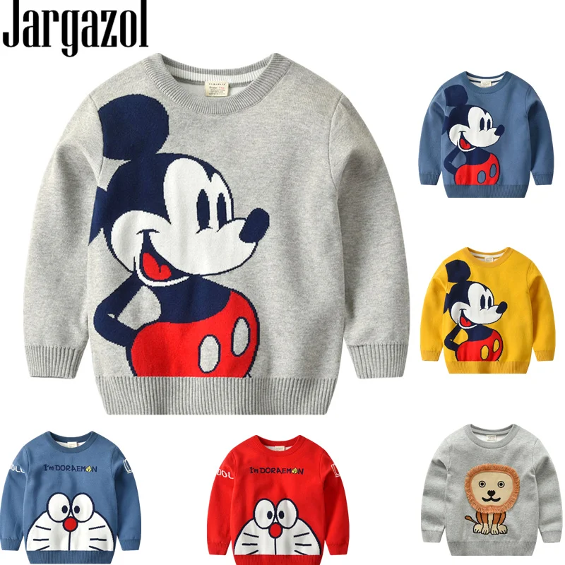 

Jargazol Mickey Embroidery Baby Boys Sweater Kid Autumn Tops Toddler Knit Girls Sweaters Christmas Costume Winter Outfits Korean