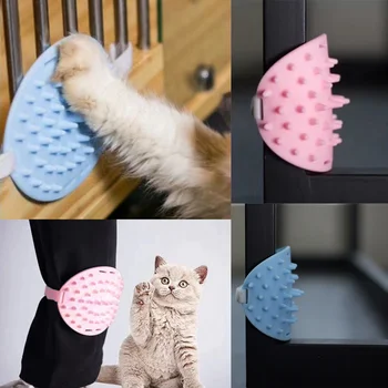 

Silicone Cat massager Cats Combing Hair Massager Pet Toy Corner Scratching Face Grooming in stock