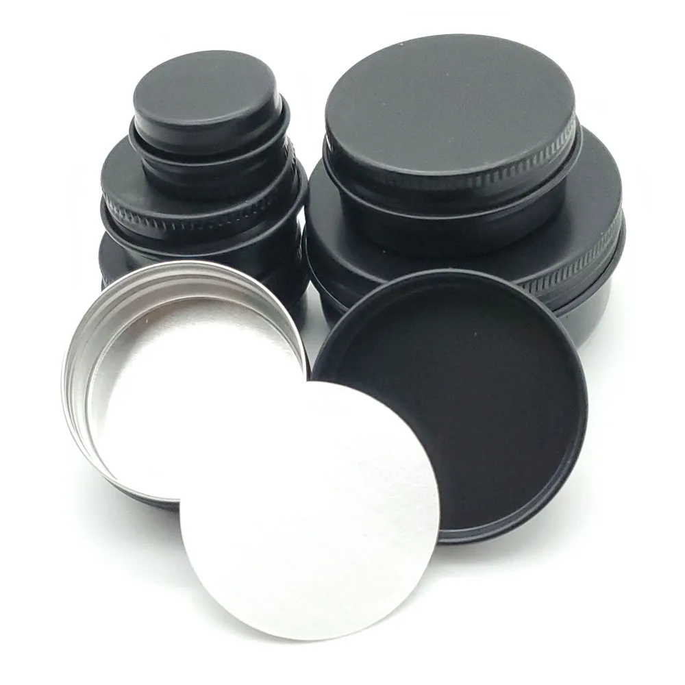10Pcs 5g 10g 15g 20g 50g Empty Black Aluminum Tins Cans Screw Top Round Candle Spice with Lid Containers | Красота и здоровье