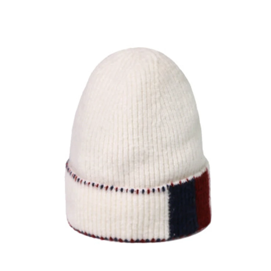 Однотонная вязаная шапка бини для осени зимы, шапки для женщин, утолщенная теплая уличная отбеленная шерсть, женская модная шапка, шапка для катания на лыжах, унисекс