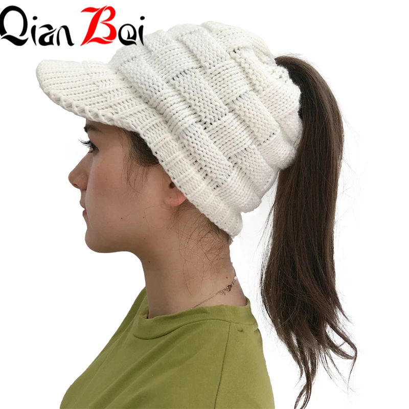 QianBei, 6 цветов, Модная вязаная женская зимняя женская шапка, утолщенная теплая Женская эластичная шапка