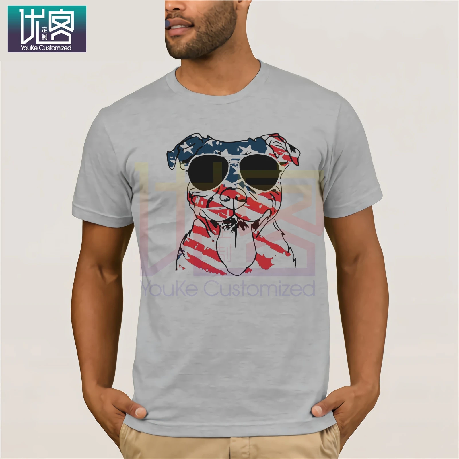 

2019 hot men shirt CUTE AMERICAN PITBULL WITH SUNGLASSES SHIRT Casual Short Sleeve Top Humor Tee Shirt 100% Cotton Tops Graphic