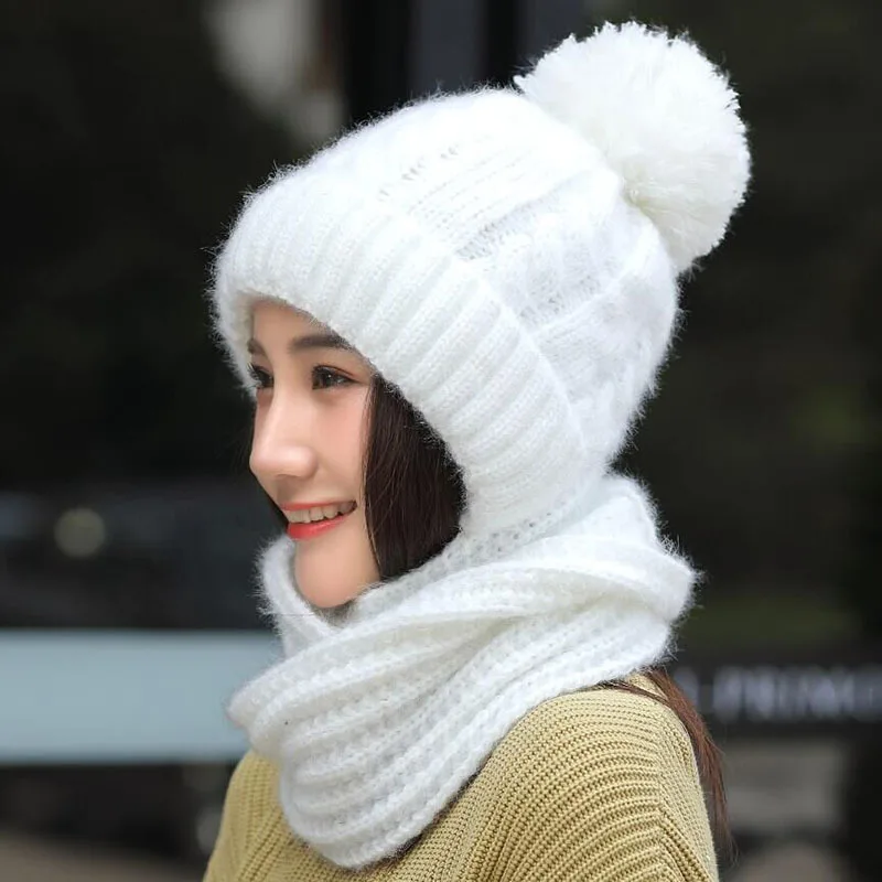 Calymel осень зима девушка шапка шарф Набор вязаная шапка шарф мода милый зимне наушники шапка женская шапка