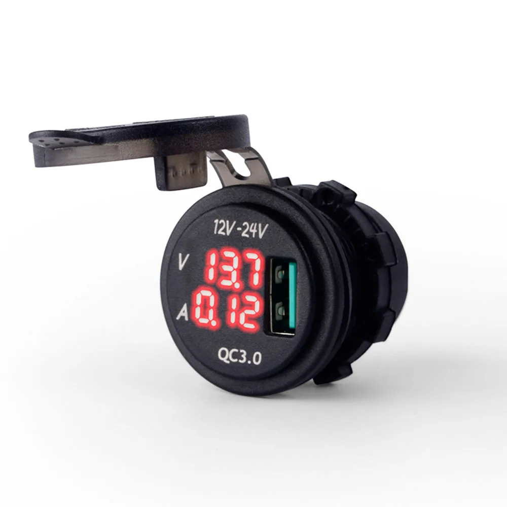 12 V/24 V мотоциклов Зарядное устройство QC 3,0 USB 5 V/3A цифровой Дисплей быстрая Зарядное устройство светодиодный вольтметр мотоцикл Зарядное устройство Accessries - Цвет: 1