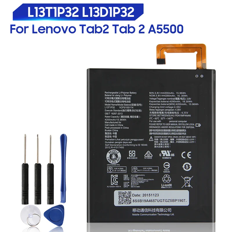 Купить Original Replacement Battery For Lenovo Tab2 Tab 2 A5500 S8-50F/L A8-50F/LC L13D1P32 L13T1P32 Genuine Tablet 4290mAh  Мобильные | Аккумуляторы для телефонов (1005001493737329)