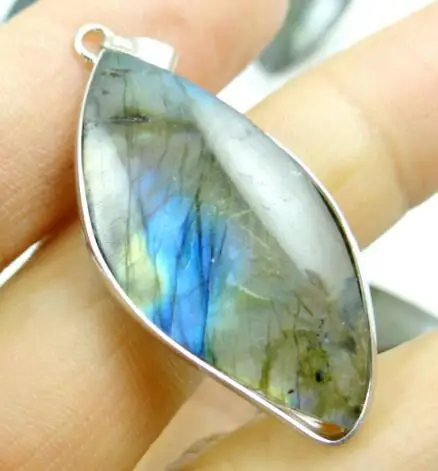 Подвеска из натуральной искусственной Лабрадорита с медными краями подвеска для