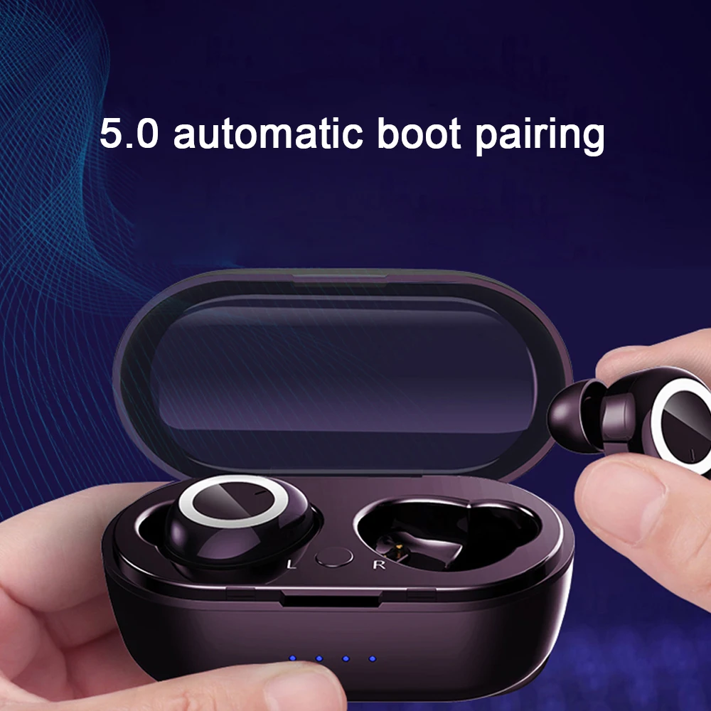 HANGRUI Bluetooth 5,0 Беспроводная Спортивная гарнитура TWS мини наушники в ухо 8D стерео двойные наушники зарядное устройство коробка с микрофоном Мобильная мощность