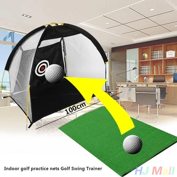 

Sports Portable 1M Golf Cages Practice Net Training Aid Free Driving Mat