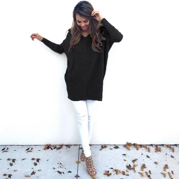 

Women Autumn V-Neck Knitted Sweatshirts New Fashion Female Hoodies Long Sleeve Pullovers Casual Long Sweatshirts